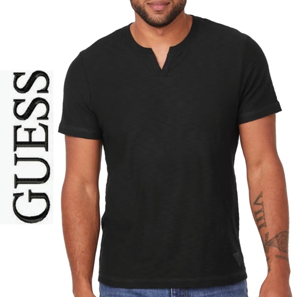 GUESS patterned Black Henley T-Shirt | XLarge - Picture 13 of 13